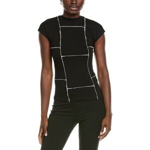 Gracia Womens  Exposed Seam Top, Black